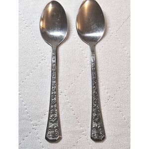 Vintage Interpur Japan Florenz Stainless Flatware Tea Spoons (2) Set Stainless